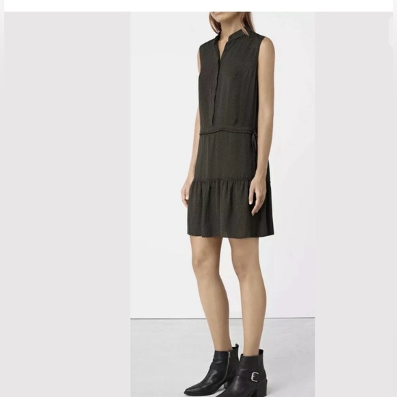 All Saints Dresses & Skirts - All Saints: Sleeveless Dark Brown Polka Dot Lin Dress: Size US 10